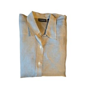 Liz Claiborne Women's Blue and White Button Down Shirt